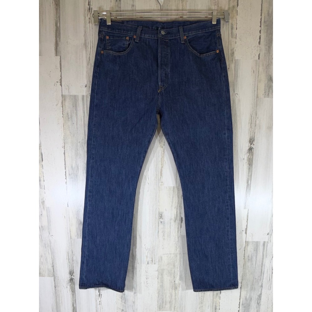 Levis 501 Original Fit Jeans 38x34 Blue Dark Wash Straight Leg Button Fly
